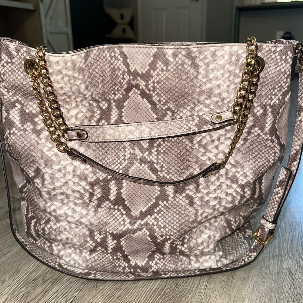 Michael Kors Jet Set Chain Dark Sand Python Large… - image 1